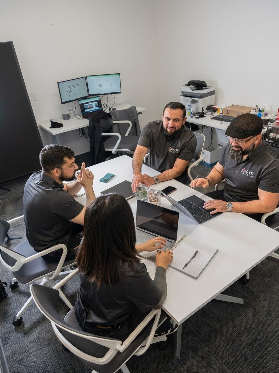 The Jet Eye team working around the strategy table